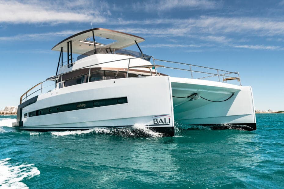 Bali MY43 power catamaran underway